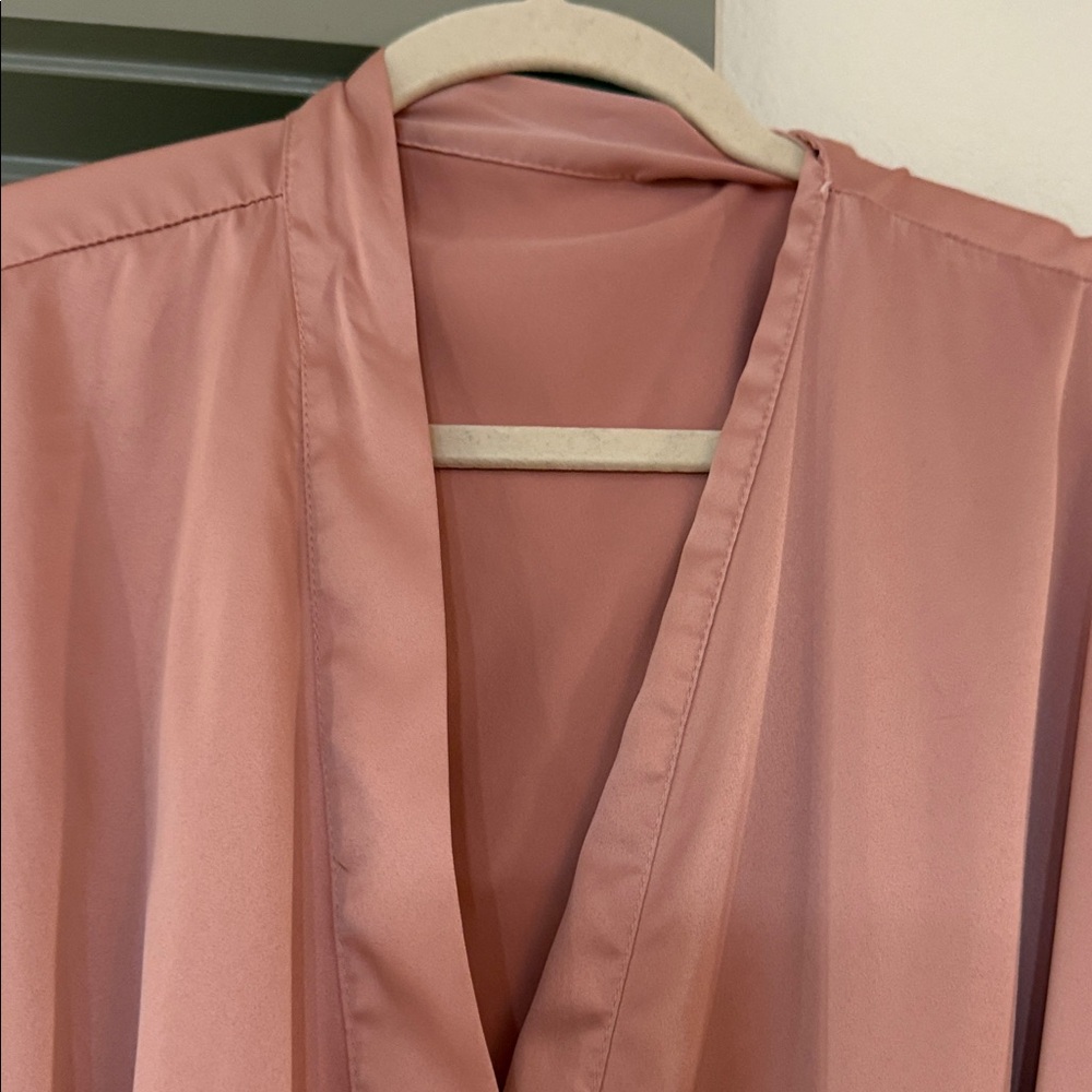 Satin Pink Ruffle Trim Robe - Picture 5 of 5